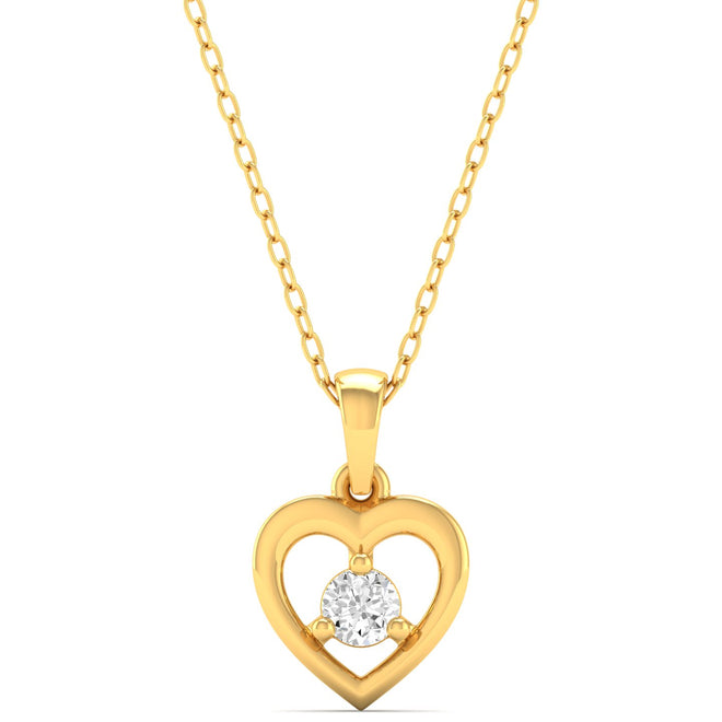 0.09Ct Round Diamond Heart Pendant 9k Solid Gold