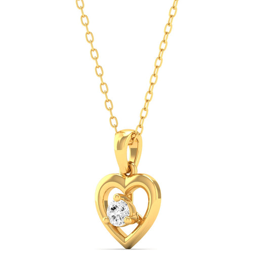 0.09Ct Round Diamond Heart Pendant 9k Solid Gold