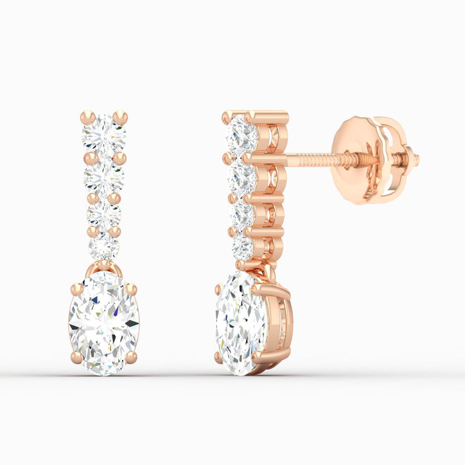 1 3/4 ctw Oval Drop Fashion Earring