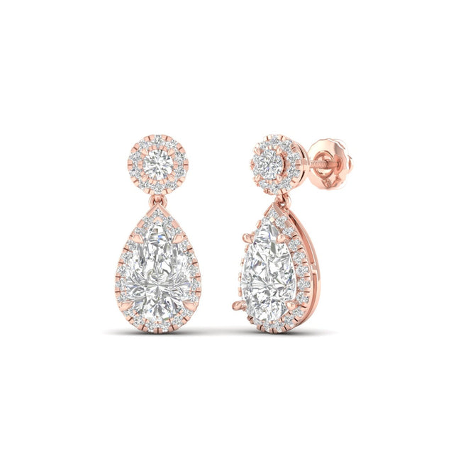 2 3/4 ctw Pear Drop Halo Fashion Earring
