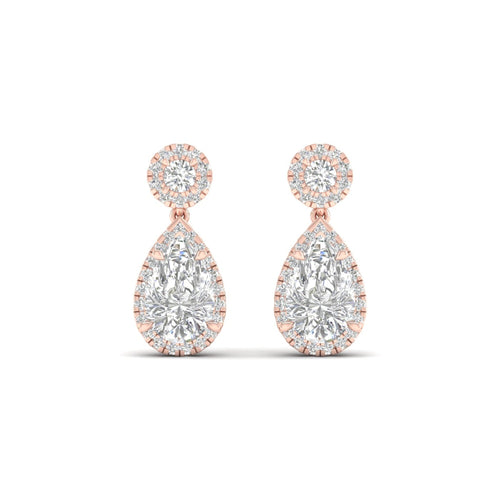 2 3/4 ctw Pear Drop Halo Lab Grown Fashion Earring