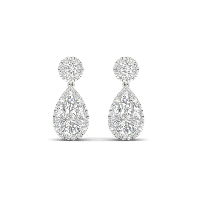 2 3/4 ctw Pear Drop Halo Fashion Earring