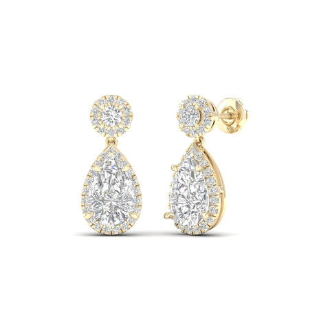 2 3/4 ctw Pear Drop Halo Fashion Earring