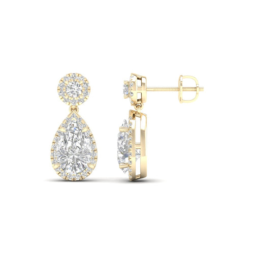 2 3/4 ctw Pear Drop Halo Lab Grown Fashion Earring