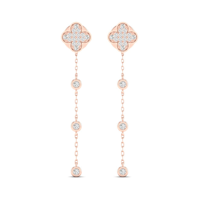 1/3 Ctw Clover Threader Fashion Earrings
