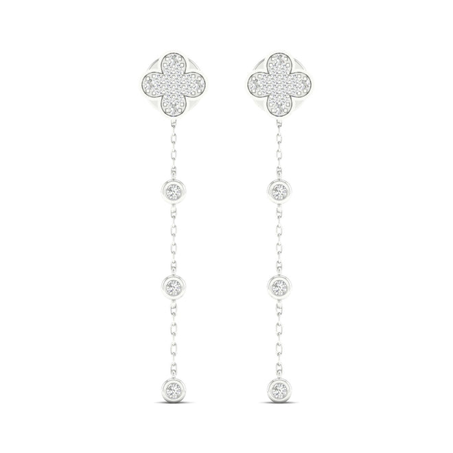 1/3 Ctw Clover Threader Fashion Earrings