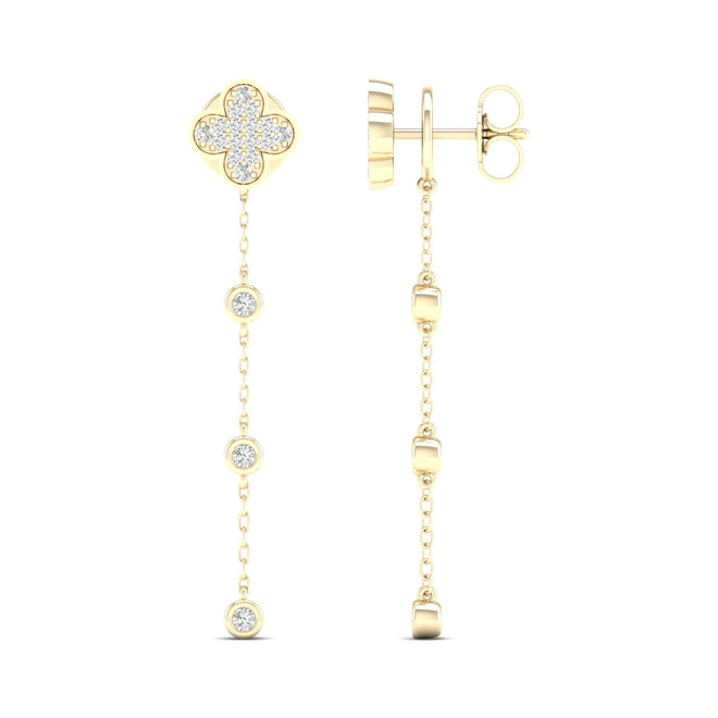 1/3 Ctw Clover Threader Fashion Earrings