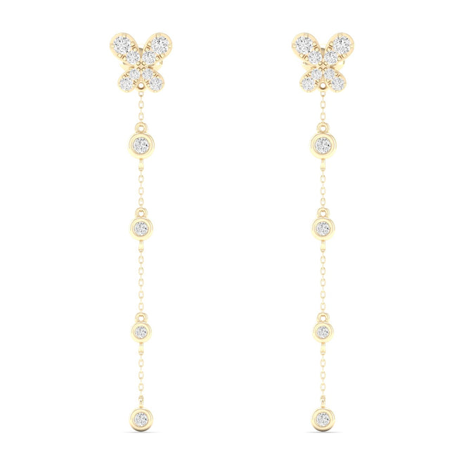 3/8 Cts Butterfly Threader Fashion Earrings