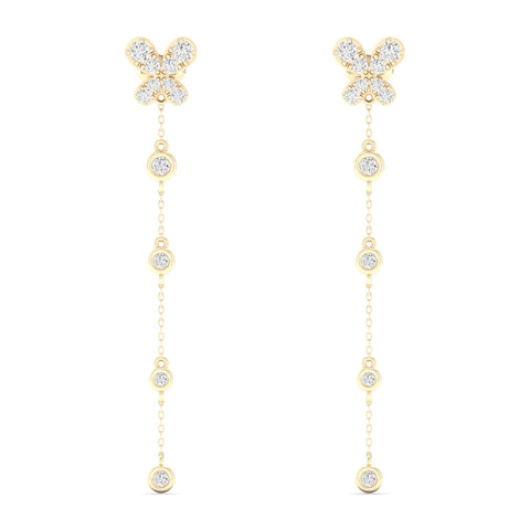 3/8 Cts Butterfly Threader Fashion Earrings