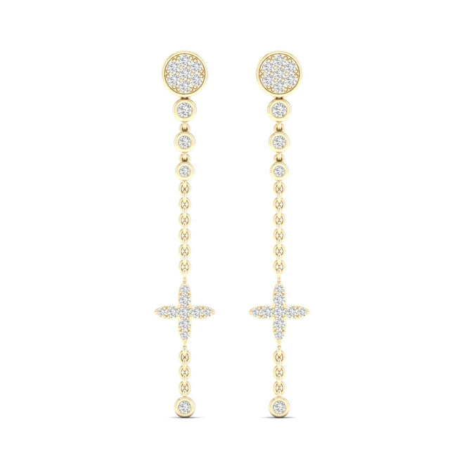 1/2 Cts Fleur Disc Threader Fashion Earrings