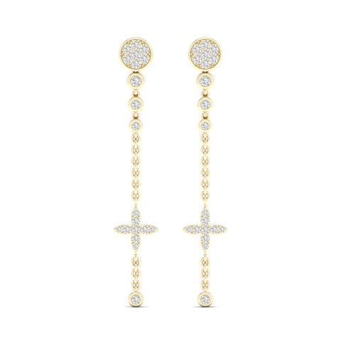 1/2 Cts Fleur Disc Threader Fashion Earrings