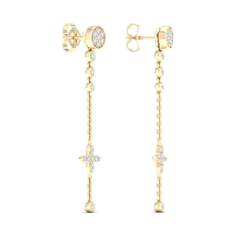 1/2 Cts Fleur Disc Threader Fashion Earrings