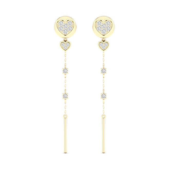 1/4 Ctw Pave Heart Threader Fashion Earring