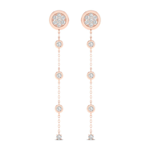 3/8 Ctw Button Pave Threader Fashion Earrings