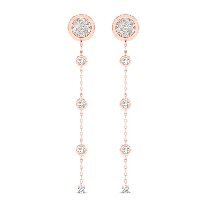 3/8 Ctw Button Pave Threader Fashion Earrings