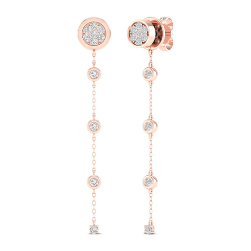 3/8 Ctw Button Pave Threader Fashion Earrings