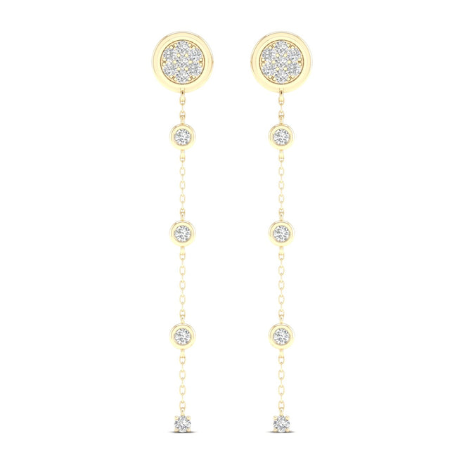 3/8 Ctw Button Pave Threader Fashion Earrings