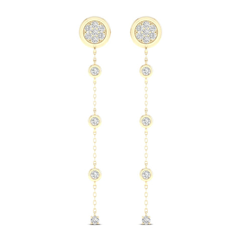 3/8 Ctw Button Pave Threader Fashion Earrings