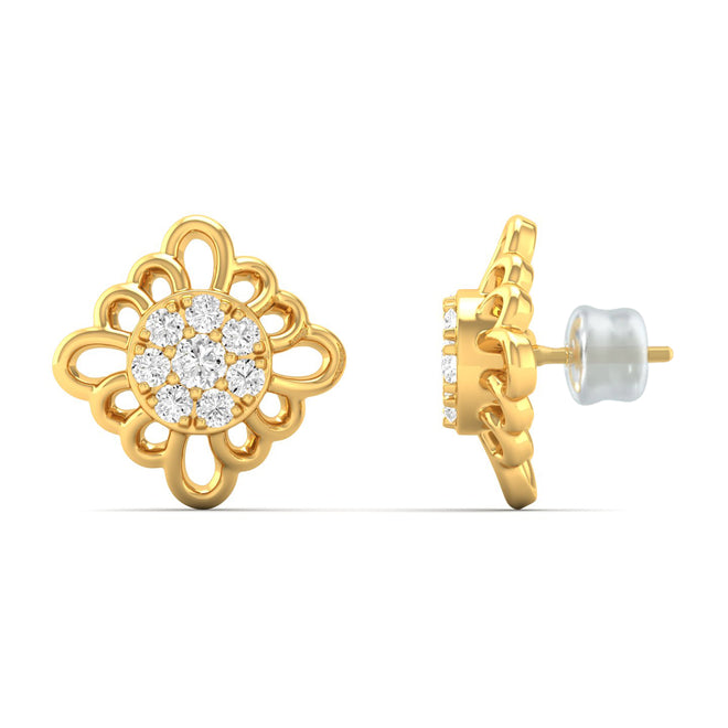 0.16 Ct Diamond Fashion Stud Earrings 9k Solid Gold