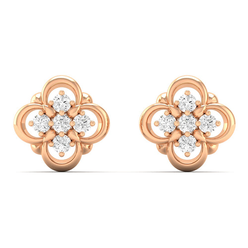 0.13 Ct Diamond Fashion Stud Earrings 9k Solid Gold