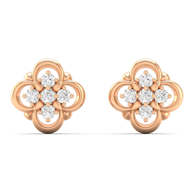 0.13 Ct Diamond Fashion Stud Earrings 9k Solid Gold