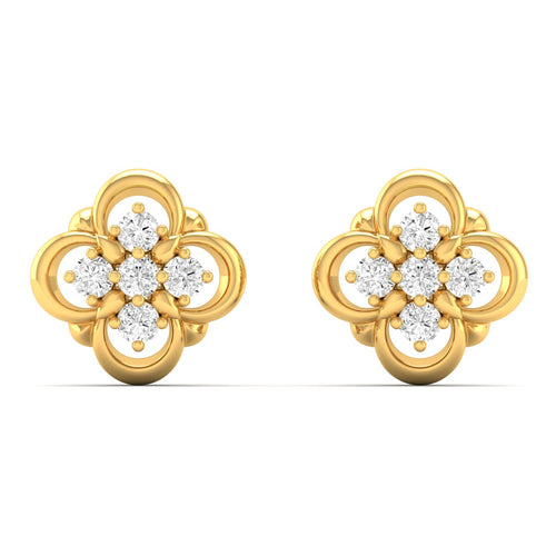 0.13 Ct Diamond Fashion Stud Earrings 9k Solid Gold