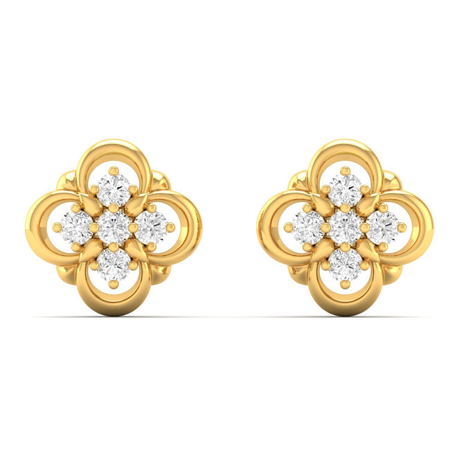0.13 Ct Diamond Fashion Stud Earrings 9k Solid Gold
