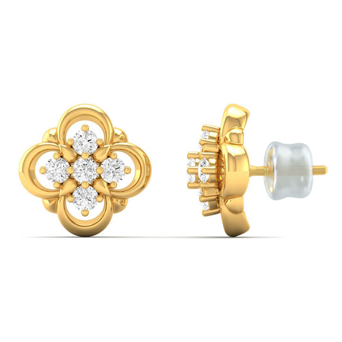 0.13 Ct Diamond Fashion Stud Earrings 9k Solid Gold