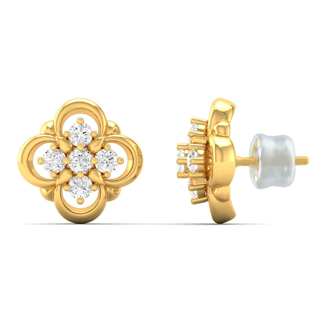 0.13 Ct Diamond Fashion Stud Earrings 9k Solid Gold