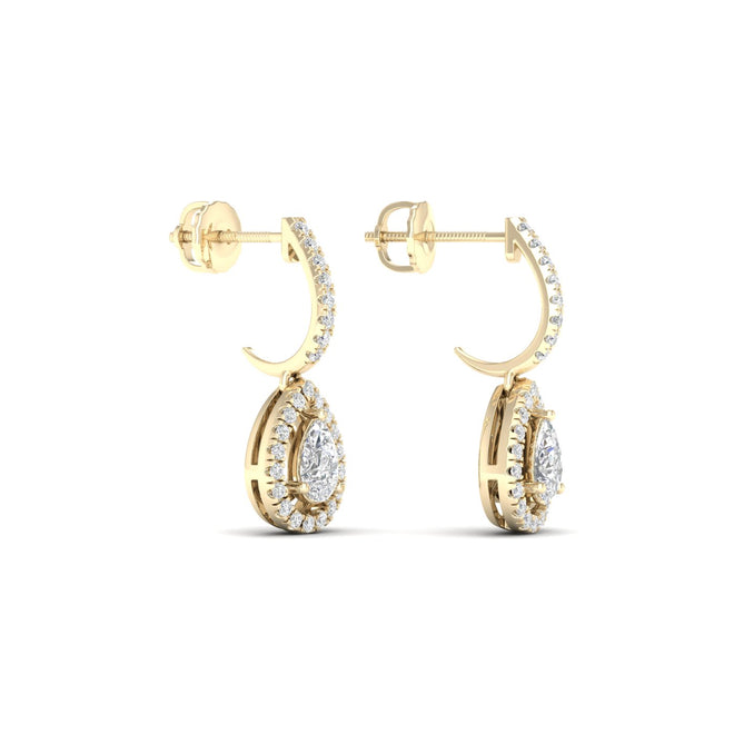 1 Ctw Pear Halo Drop Fashion Earring