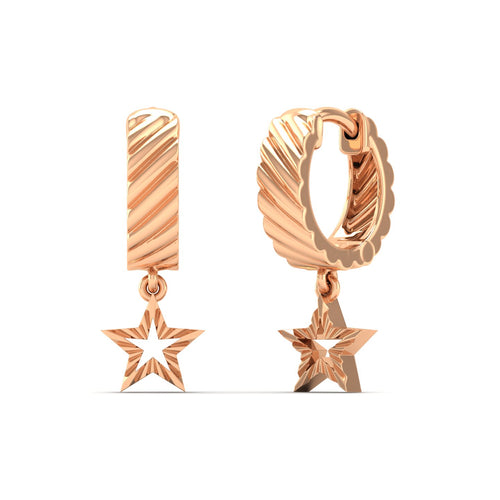 Nova Stellar Dangle Huggie Earrings in 9KT Gold