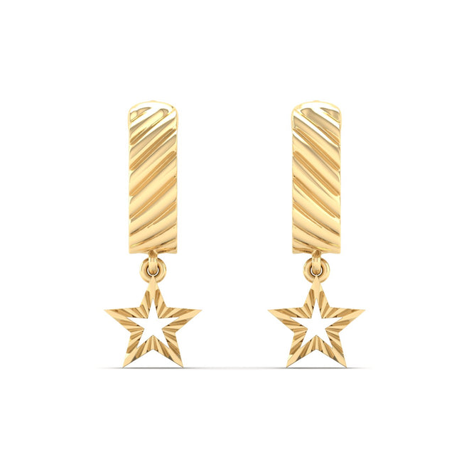 Nova Stellar Dangle Huggie Earrings in 9KT Gold