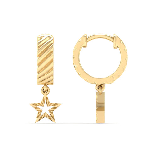 Nova Stellar Dangle Huggie Earrings in 9KT Gold