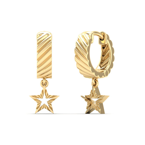 Nova Stellar Dangle Huggie Earrings in 9KT Gold