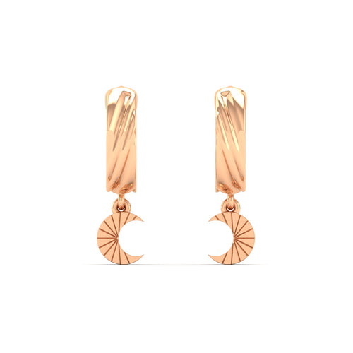 Nova Luna Dangle Huggie Earrings in 9KT Gold