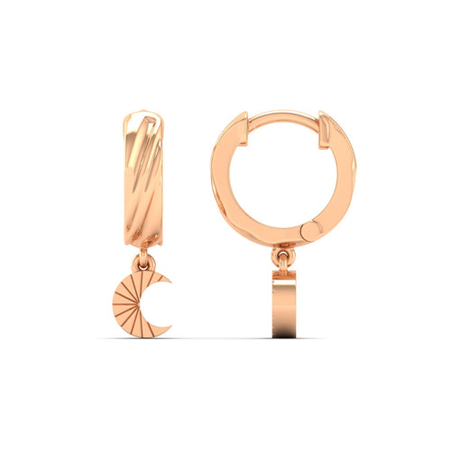 Nova Luna Dangle Huggie Earrings in 9KT Gold