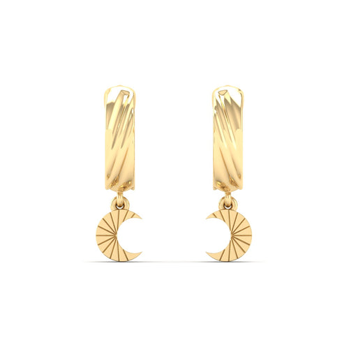 Nova Luna Dangle Huggie Earrings in 9KT Gold