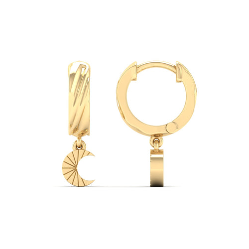Nova Luna Dangle Huggie Earrings in 9KT Gold
