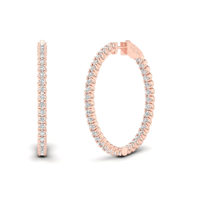 3 1/10 ctw Classic Round Big Inside Out Diamond Hoop