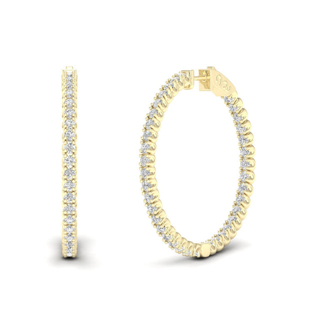 3 1/10 ctw Classic Round Big Inside Out Diamond Hoop