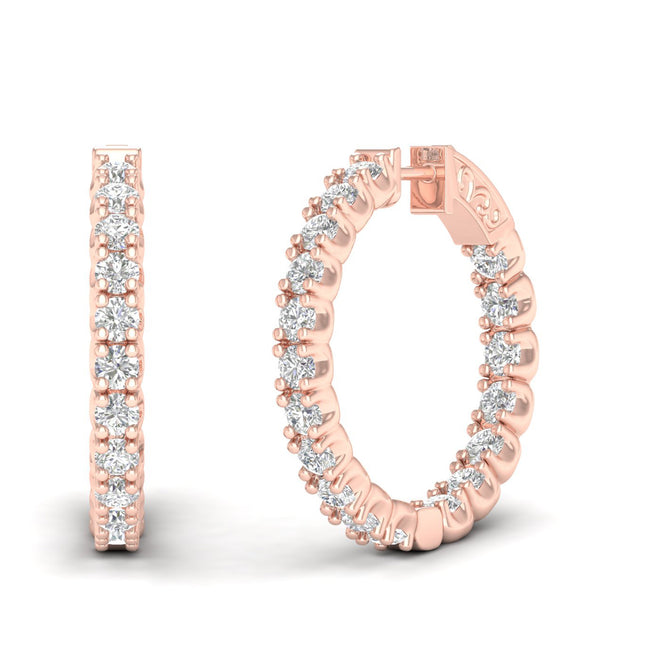 4 ctw Classic Round Inside Out Diamond Hoop