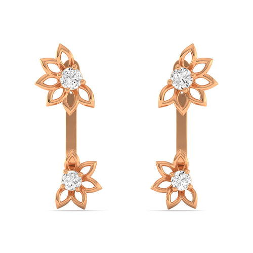 Lab Grown Diamond Floral Stud Earrings 9k Solid Gold