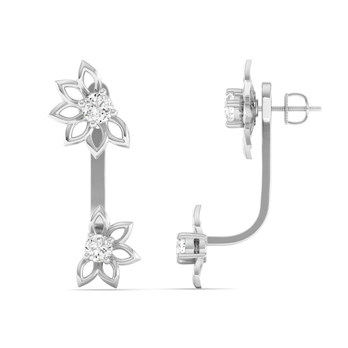 Lab Grown Diamond Floral Stud Earrings 9k Solid Gold