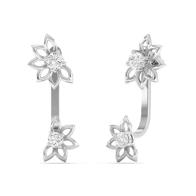 Lab Grown Diamond Floral Stud Earrings 9k Solid Gold