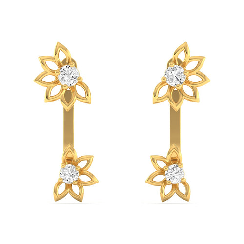 Lab Grown Diamond Floral Stud Earrings 9k Solid Gold