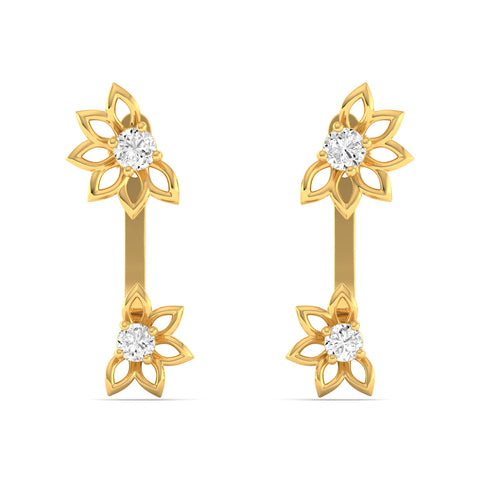 Lab Grown Diamond Floral Stud Earrings 9k Solid Gold
