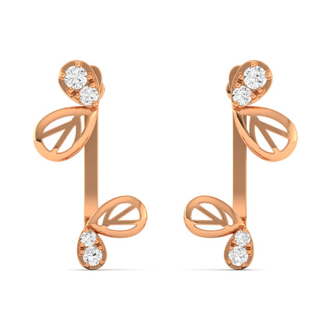 Lab Grown Diamond Butterfly Wings Stud Earrings 9k Solid Gold