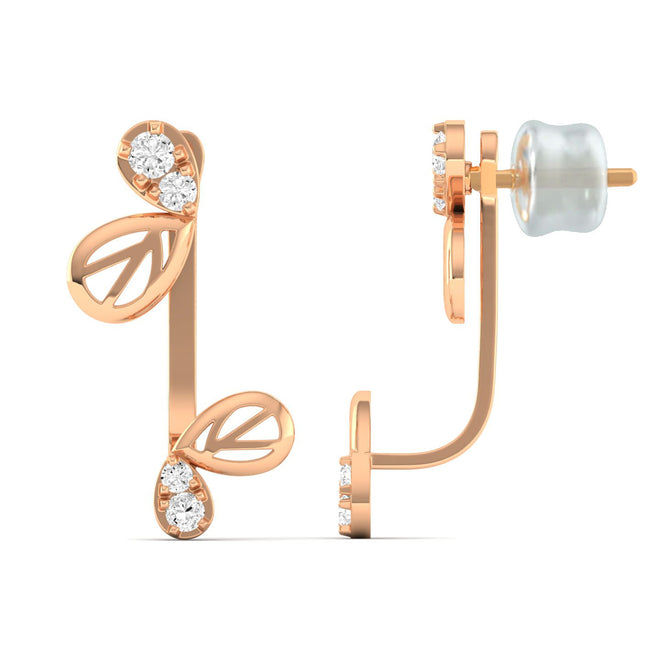 Lab Grown Diamond Butterfly Wings Stud Earrings 9k Solid Gold