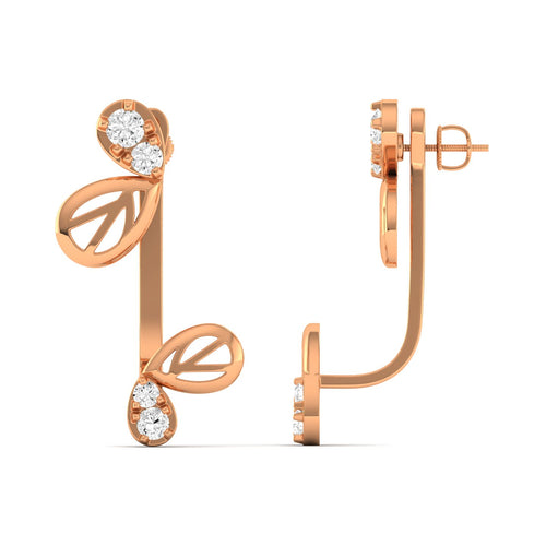 Lab Grown Diamond Butterfly Wings Stud Earrings 9k Solid Gold