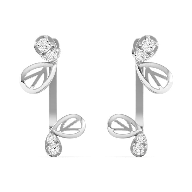 Lab Grown Diamond Butterfly Wings Stud Earrings 9k Solid Gold